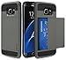 Samsung Galaxy S7 Edge Case, Bastex Hybrid Black Rubber Silicone Cover Silver Hard Plastic Hidden Credit Card Cash Id Holder Slot Case for Samsung Galaxy S7 Edge G935