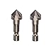 (Set of 2) 1/2 In. Hex Shank 45 Degree Chamber Six Flute Countersink Drill Bit Bur