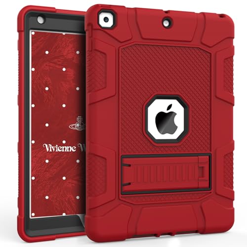 Rantice iPad ��9����P�[�X iPad ��8����p�P�[�X iPad ��7����p�P�[�X �n�C�u���b�h �ϏՌ� ���ȗ����ی�J�o�[ �L�b�N�X�^���h�t�� iPad 10.2�C���` 2021/2020/2019�N���� (���b�h+�u���b�N)