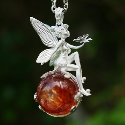 Pendentif elfe en quartz hématite rouge et argent 925 fait main