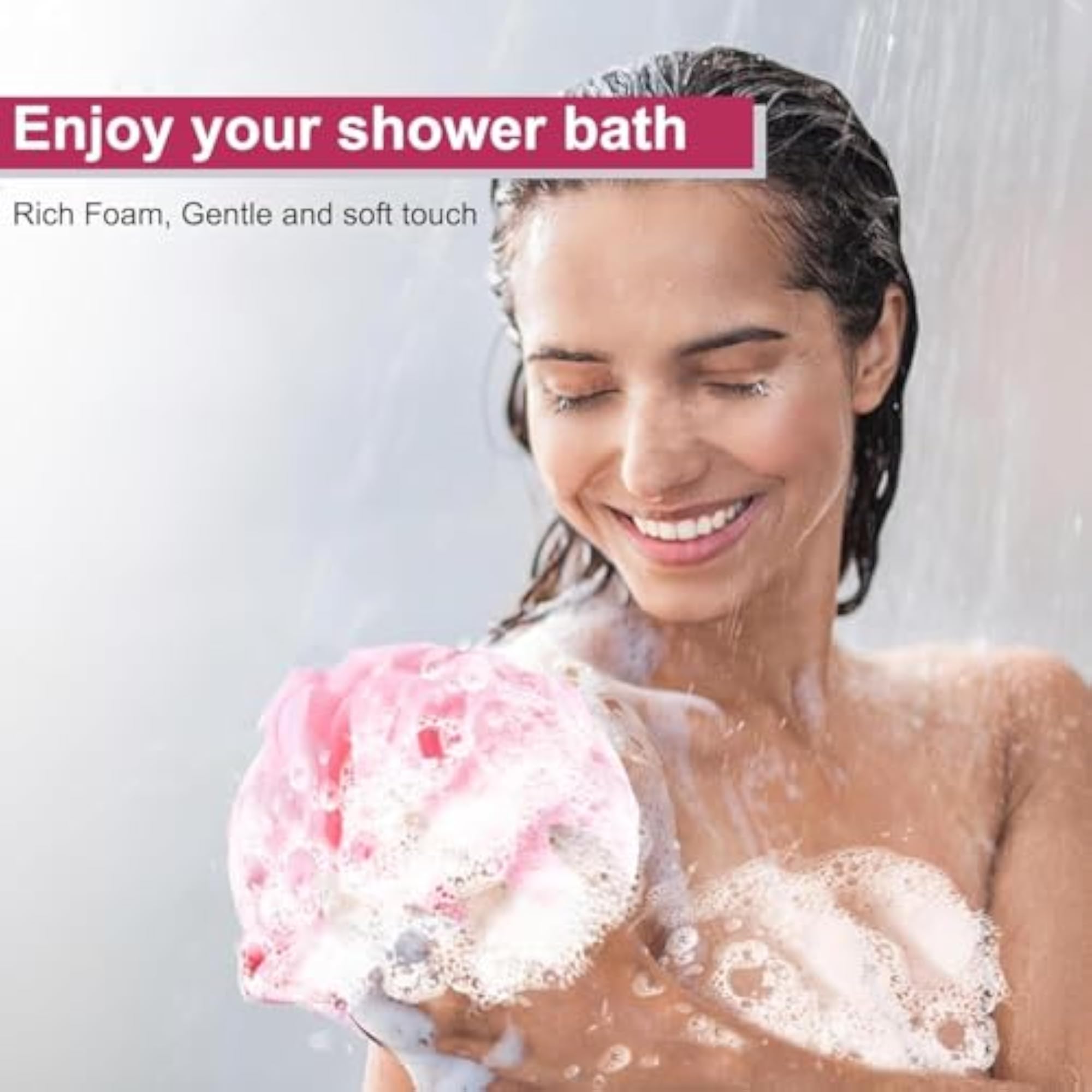 Round Bath Sponge Loofah Scrubber, Pack of 4