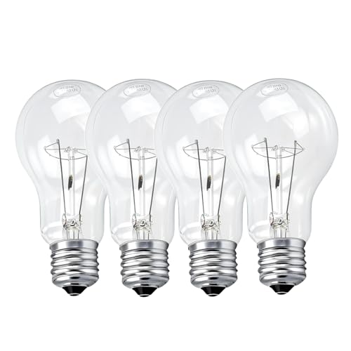 JUNFMLY A19 150 Watt Light Bulbs A19 150 WATT Incandescent Bulb Shatter Resistant Rough Service Light Bulb Dimmable 150W Equivalent High Brightness 2700K Warm White (4PACK)
