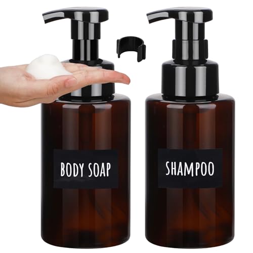 Image of Segbeauty 13.5oz Empty Foam Pump Bottle Set, 2pcs Plastic Foaming Soap Dispenser with Pump, 400ml Refillable Foaming Hand Soap Dispenser, Foamer Bottles for Shampoo Bathroom Kitchen