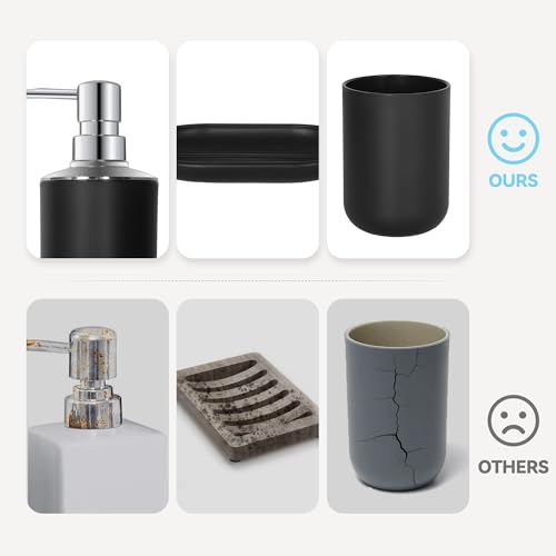 Seeatoo SEEATOO-407B Black Bathroom Accessories Set 4 Pcs, Black Bathroom Accessories, Plastic Soap Dispenser And Toothbrush Holder Set, Soap Dish And Mouthwash Cup thumb #4