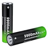 DQGG 2 Pack 3.7 Volt Ni-MH Rechargeable Battery Button Top 9900 mAh High Capacity 3.7v NiMH Batteries for Flashlight Headlamp