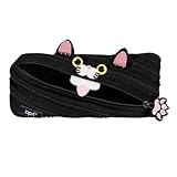 ZIPIT Cat Pencil Case for Girls, Cute Zipper Pouch for Kids Teens, Stationery Bag for School, Black