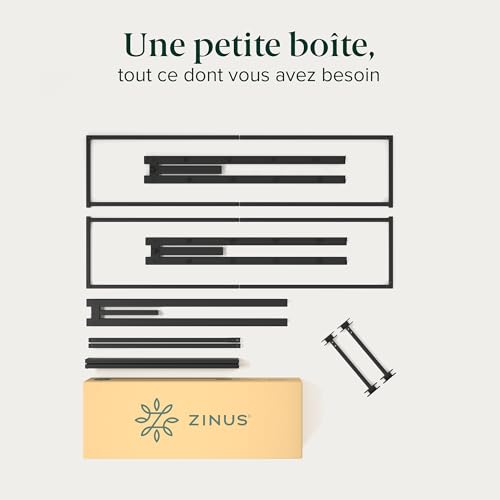 Sommier Acier 140x190 Noir 31cm rangement Zinus