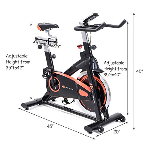 Goplus Exercise Bike,30LBS flywheel,Size:44" 20" 44", Black/Orange