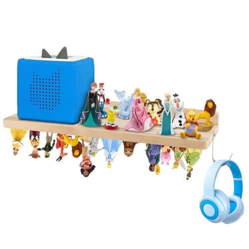 for Tonies Shelf Magnetic - Wooden for Toniebox Shelf with Headphone Holder Double-Sided Magnetic Strip Organizer for Tonies Wall Mount for Tonies Storage for Tonie Figures & Charging Station