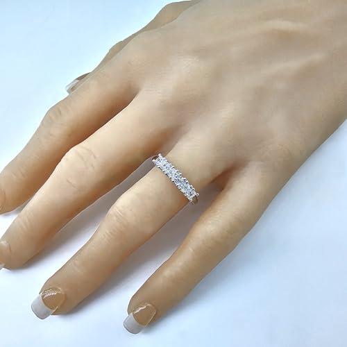 NANA Jewels Asscher Cut Simulated Diamond Ring 1.00ctw 6 Stone Wedding Band, Sterling Silver3