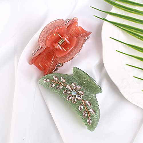 Jayongnee Clip Large Hair Claw Clips For Women, Hair Clips For Thick Hair, French Design Hair Claw With Flower Rhinestone And Crystal For Long Hair Mother's Day #TOP1