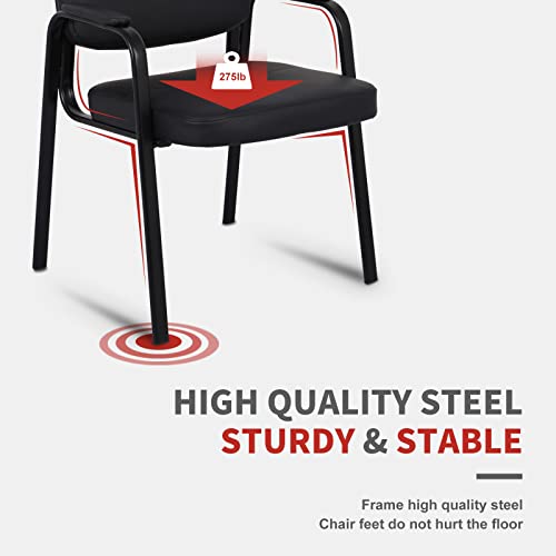 Clatina Rosa Classic Faux Leather Office Desk Guest Chair With Metal Frame Style For Office Reception And Conference Desk-Black (1) #TOP4