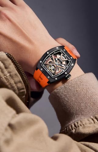 Image of ALIX Men's Automatic Skeleton Self-Winding Water Resistant Chronograph Analog Watch