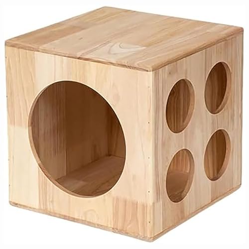 猫トンネル猫おもちゃ猫遊び道具猫木屋四季に適した個人猫ベッド正方形のデザイン万能通気構造多機能猫タワーファッション室内猫屋別荘風 (1つの大きな穴+4つの小さな穴)