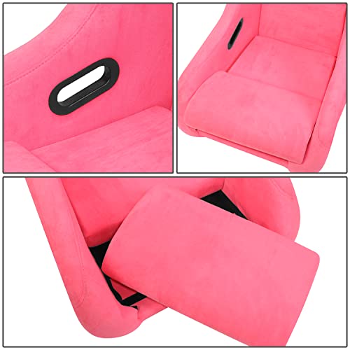 J2 Engineering J2-Rs-005-Pk Pink Stitching Reclinable Back Rest Racing Bucket Seats 4-Point 5-Point 6-Point Harnesses 34" H X 23" W X 23" D Universal Fit #TOP3