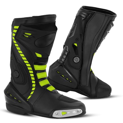 Men's Motorcycle Leather Boots with Ankle Support