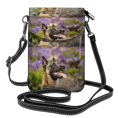 Sac bandoulière Malinois belge et porte-téléphone en cuir PU pour femme
