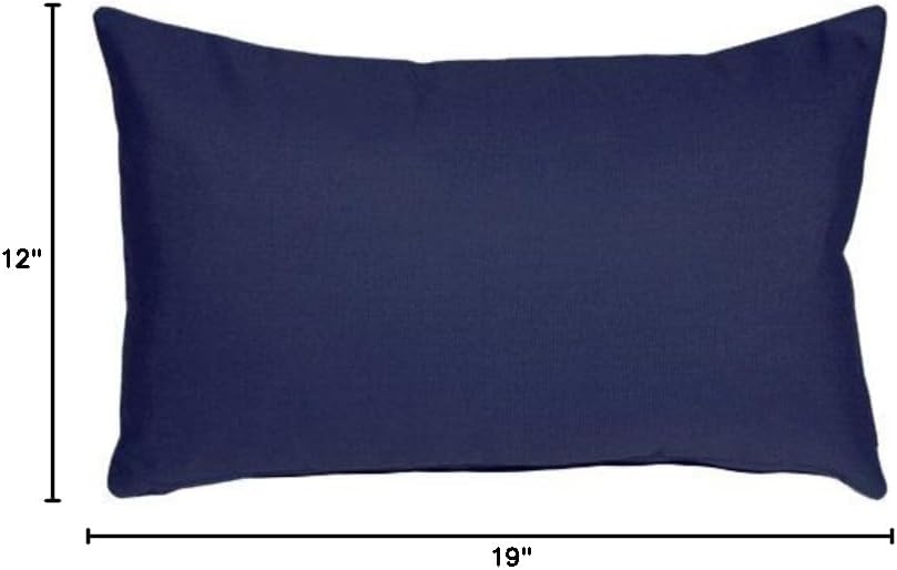 Pillow Decor Sunbrella Indoor Outdoor Throw Pillows 12"x20" Rectangular (2-Pack) (Navy Blue)