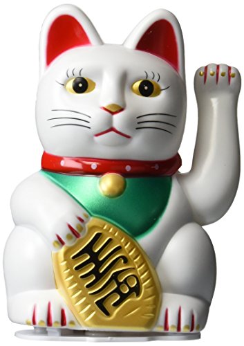 Happy Sales HSFC-WCW02, Maneki Neko Lucky Fortune Cat Waving Arm White