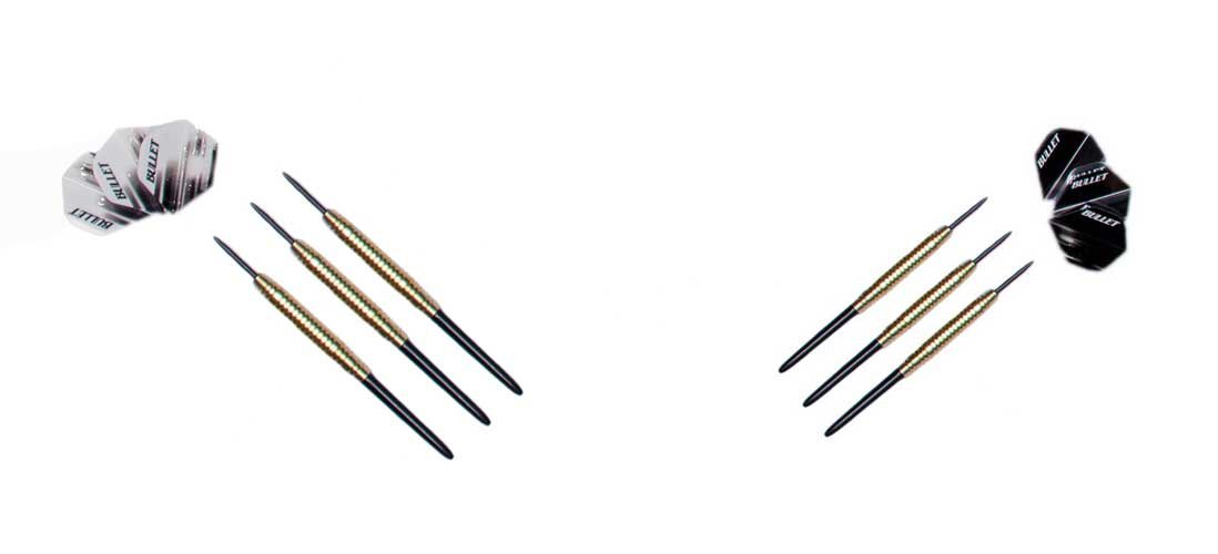BULLET-Darts Sisal Dartscheibe Steeldart Turnierset - Inklusive 6X Steel Dartpfeile - Eva Surround Ring/Schutzring - Wurflinie/Oche - Komplettes Set inkl. Dart Zubehör - Für Profi und Hobby Darter