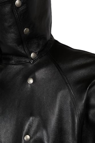 Genuine Cowhide Long Leather Trench Coat - Full Length Leather Coat - Black Leather Jacket for Men4