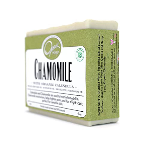 Chamomile Soap For Sensitive Skin, 100% Natural Unscented Bar Soap, Made With Organic Hemp Seed, Organic Calendula, For Kids And Adults, Very Moisturizing #TOP1