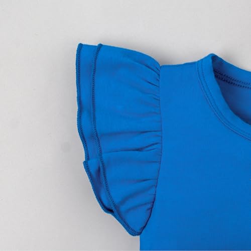 Image of LYSMuch Toddler Baby Girls T Shirt Ruffle Sleeveless Kids Cotton Tshirt Solid Color Blouse