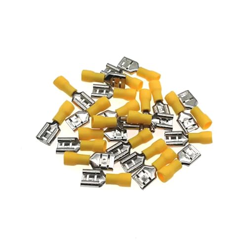 50pcs Male Insulated Crimp terminals MDD1.25-110~5.5-250 2.8/4.75/6.3mm Wiring terminales Connector Cable 22-10A.W.G(Yellow,MDD2-250)