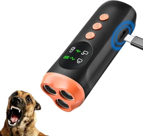 Z無駄吠え防止器 犬用 超音波トレーニング器具、3重超音波モード、最大10m照射、液晶画面付き、LEDライト搭載、USB充電式、軽量120g【2026最新型】