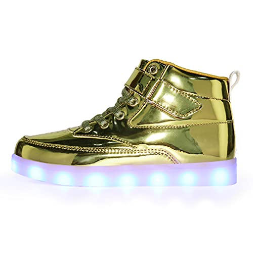 Voovix Unisex Led Shoes Light Up Shoes High Top For Women Men Gold43 #TOP2