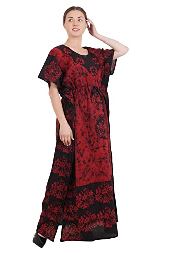 Image of Onekbhalo Women's Cotton Floral Kaftan Nighty Maxi Gown (OK Free Size)