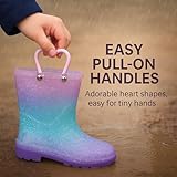 A2Z 4 Kids Girls Glitter Rainbow Gradient Wellington Boots Heart Handle - Wellies 1415 Gradient 13 UK Child - Image 6