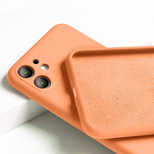 OWM Coque iPhone 11 en Silicone Liquide [Pare-Chocs Protecteur d'objectif], étui de Protection Antichoc en Caoutchouc, Housse intérieure en Microfibre Souple pour iPhone 11 (2019) - Orange