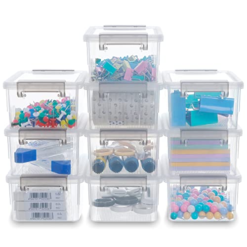 Image of Citylife 0.53 QT 10 Packs Small Storage Bins Plastic Storage Container Stackable Box with Lids for Organizing, Clear White