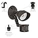 Maxxima LED Outdoor Flood Wall Light, Exterior Security Light with Adjustable Head, 800 Lumens, Featuring Motion Sensor and Dusk to Dawn Sensor, 3000K Warm White, Brown Fixture