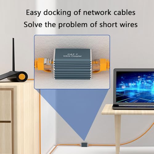 Image of Compactly Metal Shielded RJ45 LAN Coupling Ethernet Cable Connectors LAN Adapter Support 1Gbps /10Gbps Data Transmission
