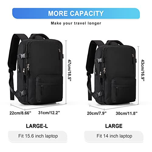 Large Travel Backpack Women, Carry On Backpack,Hiking Backpack Waterproof Outdoor Sports Rucksack Casual Daypack With Usb Charging Port Shoes Compartment,Black #TOP3