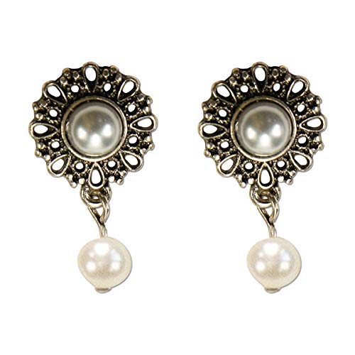 Alpenflüstern Trachten-Ohrstecker Helena - Damen-Trachtenschmuck, Trachten-Ohrringe (creme-weiß) DOR052