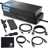 Dell WD22TB4 Thunderbolt 4 Dock 180W - 40Gbps, 3-Year Warranty, USB-C/USB-A Dell Docking Station with 180W Adapter + Techtray Cables & Cloth - Supports Dual/Triple Monitor & 4K Displays (New)