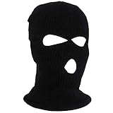 Winter Knitted Mask 3-Hole Outdoor Warm Full Face Cover Mask Sports Ski Mask for Adult (Black)