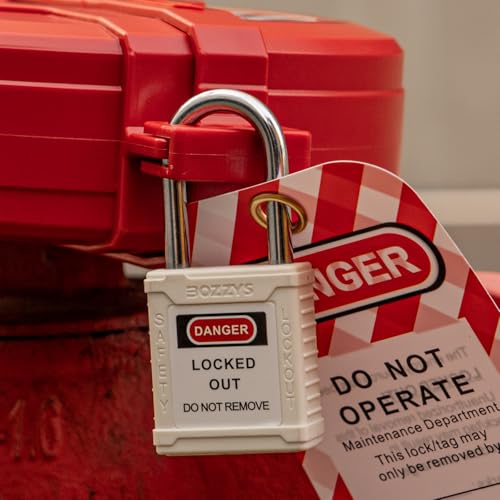 Image of Lockout Tagout Locks with 2 Master Keys|12-Pack White OSHA Loto Lock|Keyed Different & Laser Coding|Lock Out Padlock Kits for Machinery & Electrical Panels
