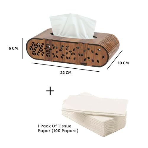 Image of Deskart Wooden Tissue Paper Box | Decorative and Stylish Wooden Tissue Holder Stand for Car, Home, Office Desk, Resturant and Cafeteria (Modern)