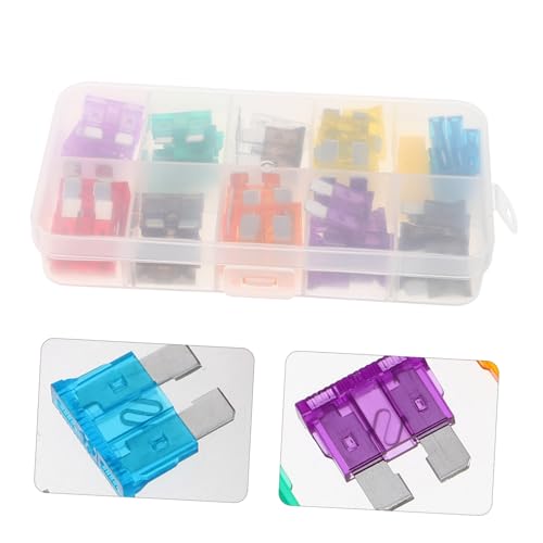 Kit de 50 fusibles automotrices mini surtidos tipo hoja con caja de almacenamiento para autos, RVs, camiones, motocicletas y botes miniatura 7