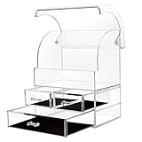 T-SIGN Cosmetic Makeup Storage Organizer Drawers, Large Acrylic Cosmetics Display Cases with lid, Dustproof Waterproof for Bathroom Counter Dresser, Lipsticks, Brushes, Jewelry, Installation Free