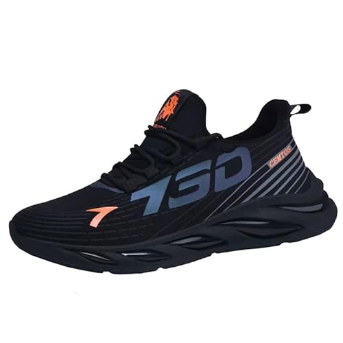Chaussures de Sport Running Basket Homme Course Lacets Fitness Sports Sneakers Outdoor Casual Respirant Gym Tennis Training Jogging Walking Athlétique 39 Noir Orange Cover