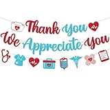 Nurses Week Decoration Thank You We Appreciate You Banner Happy Nurse Week Decor Nurses Appreciation Backdrop for CNAs Doctor Nursing RN Event Celebration Red&Blue Glitter Supplies