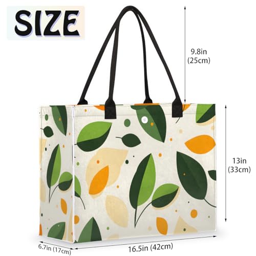 Spring Yellow Green Leaves Tote Bag for Women Large Beach Bag Reusable Tote Bags for Work Travel Beach Shopping2