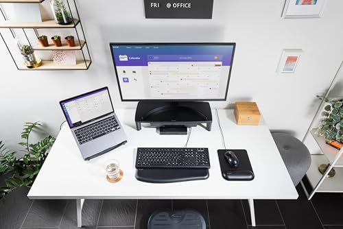 Kensington KM270 EQ Set clavier sans fil rechargeable et souris silencieuse ambidextre pour PC, 2.4GHz & BT 5.0, résistant aux éclaboussures, AZERTY ISO - Noir K75560FR