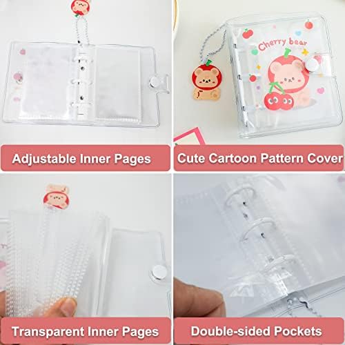 SZHTSWU 2 Pcs 3 Inch Mini Photo Album,20 Sheets 40 Pockets Photo Album in Loose Leaf Refillable 3 Rings Photocard Binder Kpop Photocard Holder Book with Pendant for Picture Cards Storage (Purple Red)