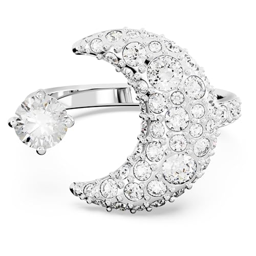 Bague Swarovski Luna lune blanche rhodiée, offrez un éclat céleste inoubliable